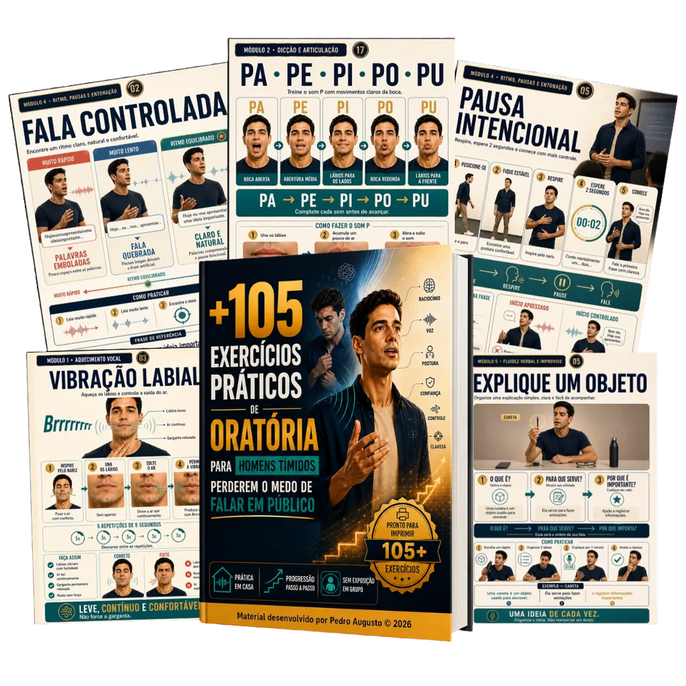 Mockup do material +105 Exercícios Práticos de Oratória